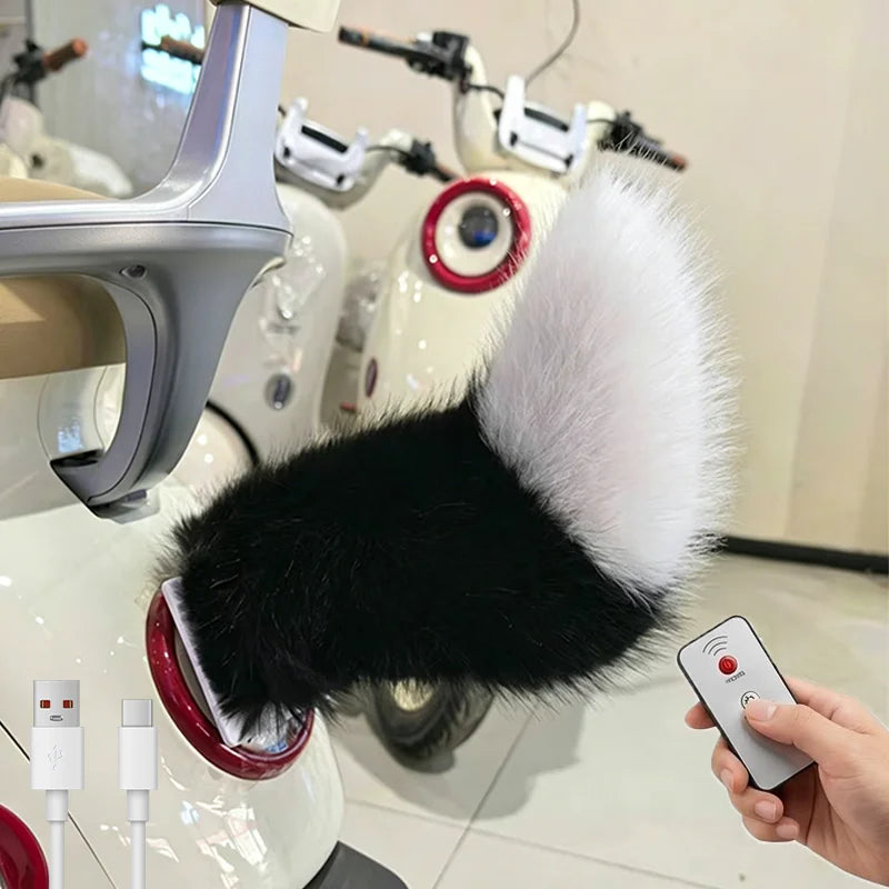 Electric Wagging Animal Tail for Car Motorcycle Decor Remote Controlled shake Plush Tail Funny Auto Accessory Fox Tail Ornament