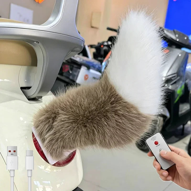 Electric Wagging Animal Tail for Car Motorcycle Decor Remote Controlled shake Plush Tail Funny Auto Accessory Fox Tail Ornament
