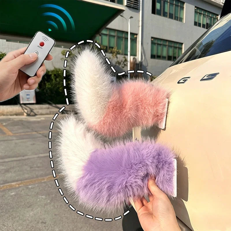Electric Wagging Animal Tail for Car Motorcycle Decor Remote Controlled shake Plush Tail Funny Auto Accessory Fox Tail Ornament