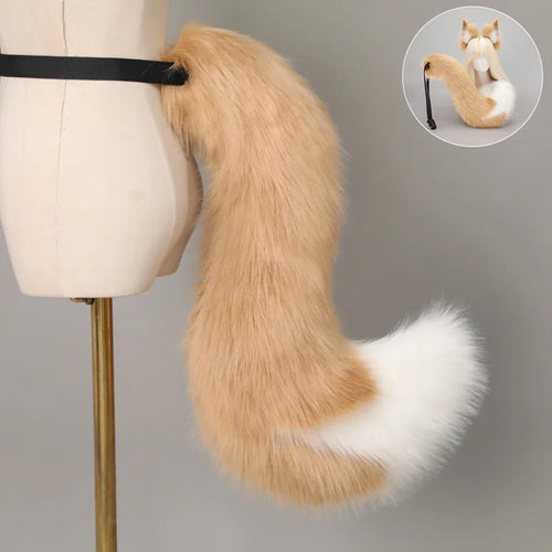 Animal Tail Plush Cat Fox Dog Tail Anime Cosplay Costume Props Anime Conference COS Party Furry Tail with Adjustable Belt